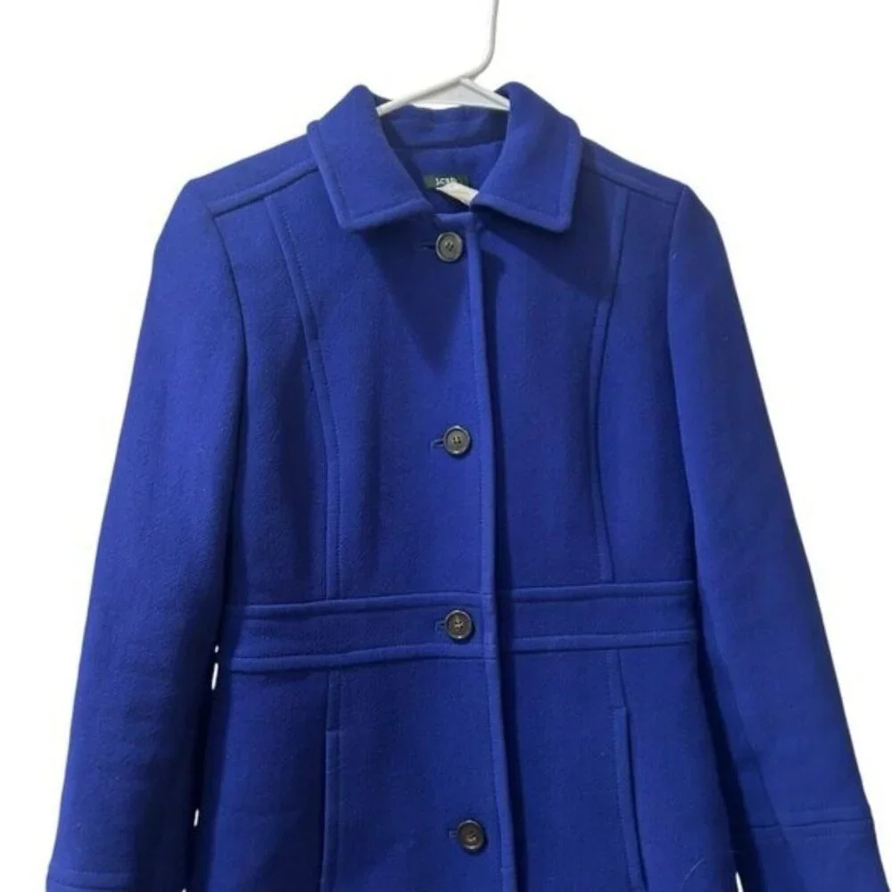 J.Crew Wool Ladies Day Coat 4 Blue Thinsulate Preppy Classic Money - Picture 2 of 8